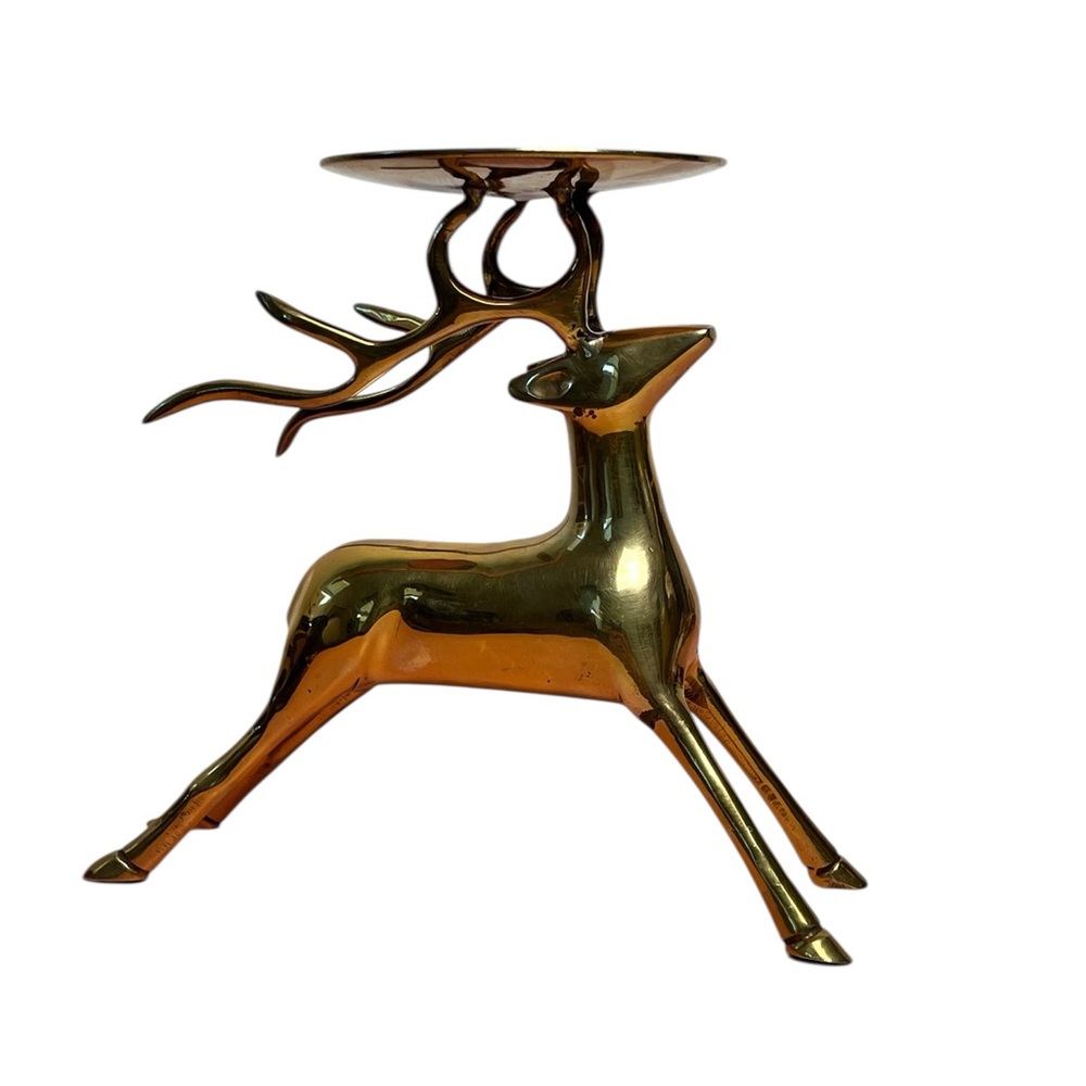 Vintage Brass Reindeer Candle Holder‎ 6.5” Christmas Holiday Decor